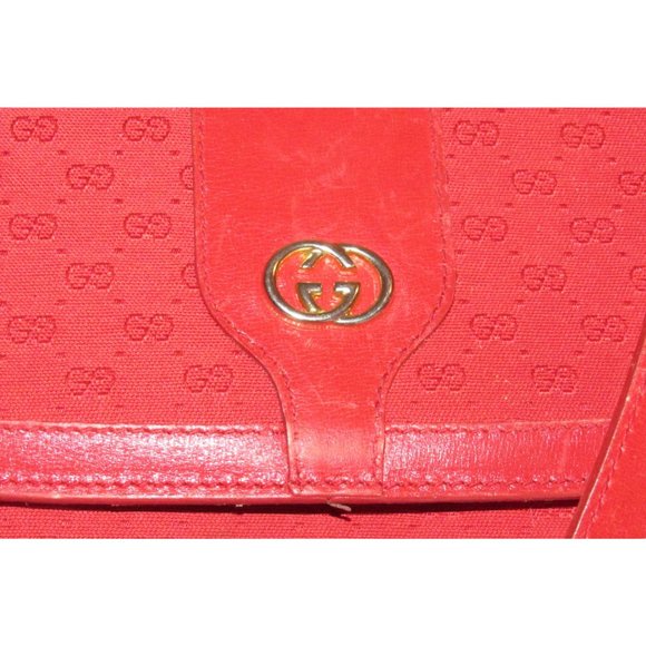 Vintage Gucci Red Micro Guccissima Print Canvas with Red Leather Crossbody - Picture 2 of 16